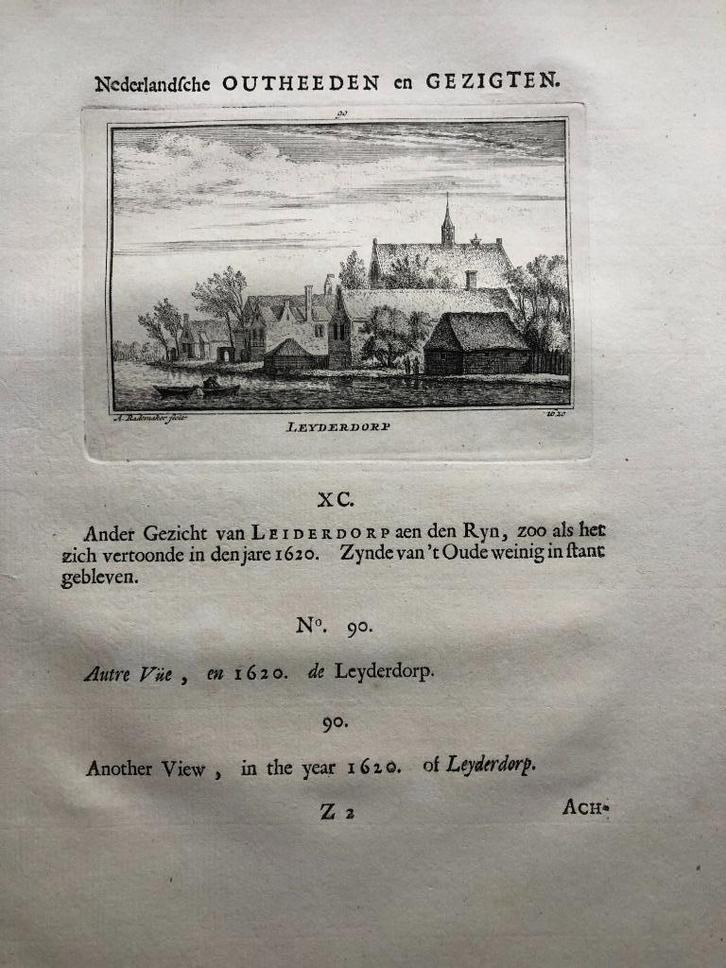 090 / Leiderdorp Kopergravure 1731, Antiek en Kunst, Kunst | Etsen en Gravures, Ophalen of Verzenden