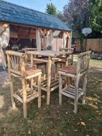 Bamboo Bartafel met 4 krukken, Tuin en Terras, Ophalen of Verzenden, Zo goed als nieuw