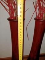2 rode grote vazen met kunst takken krul, ., Ophalen of Verzenden, ., Minder dan 50 cm