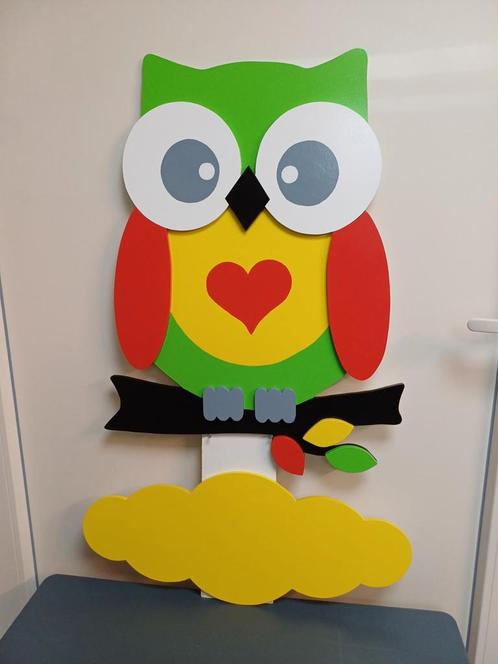 Geboortebord uil inclusief naambord en paal, Kinderen en Baby's, Kraamcadeaus en Geboorteborden, Nieuw, Ophalen