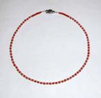 Ketting Bloedkoraal Parels Markasiet slotje, Sieraden, Tassen en Uiterlijk, Kettingen, Verzenden, Zo goed als nieuw, Overige kleuren