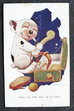 Hond Bonzo pakt zijn koffer en komt bij je op bezoek, Verzamelen, Ansichtkaarten | Dieren, Verzenden, 1920 tot 1940, Ongelopen