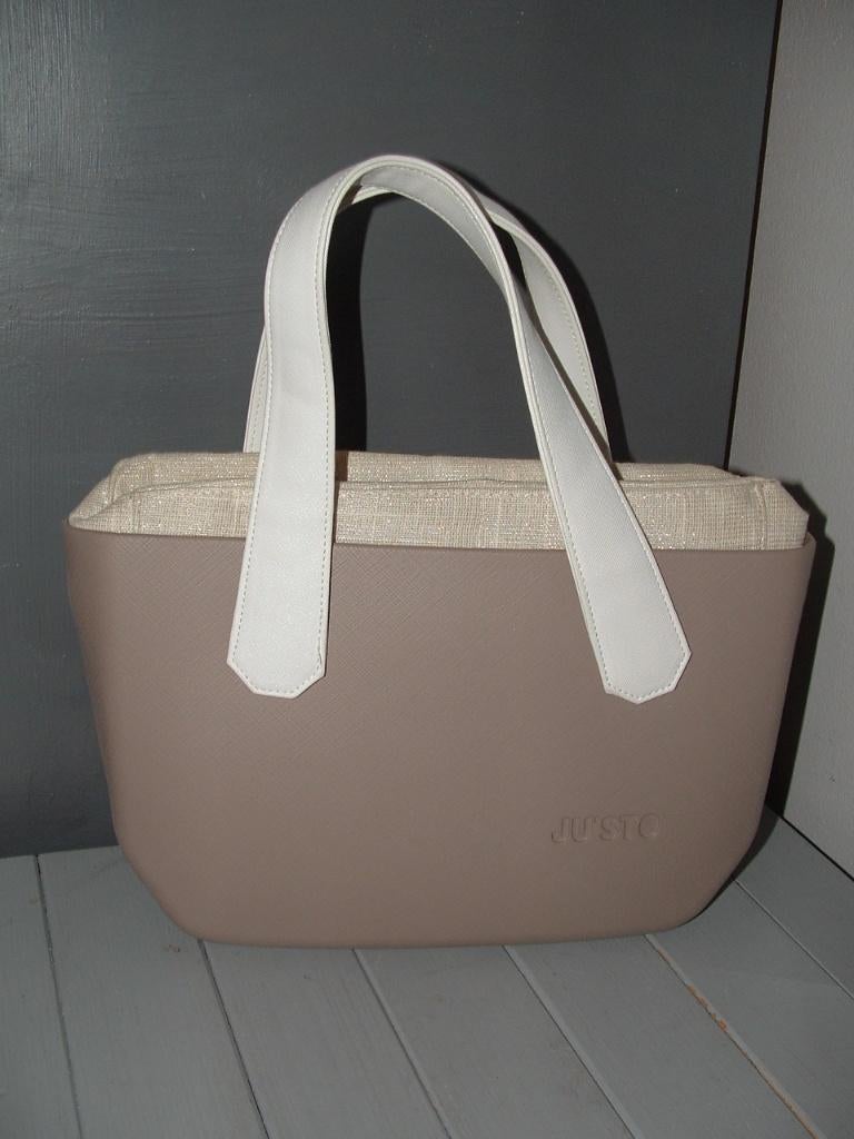 Justo Ju'sto tas damestas bag bruin met ecru glitter voering