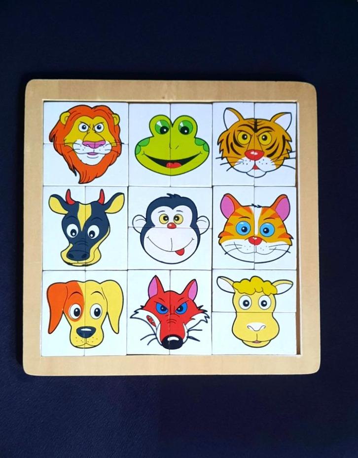 DIERENPUZZEL HOUT 22,5 x 22,5 cm DIEREN PUZZEL 2 tot 5 JR, Kinderen en Baby's, Speelgoed | Kinderpuzzels, Zo goed als nieuw, 2 tot 4 jaar
