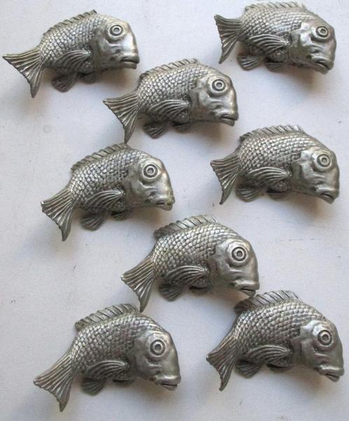 Messenleggers~Selangor Pewter Tin Vissen~8 Visjes~Messenlegg, Antiek en Kunst, Antiek | Tin, Ophalen of Verzenden