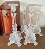 Val Saint Lambert, Luxval "Griffioen" set van 4 kandelaars, Antiek en Kunst, Ophalen of Verzenden, Glas