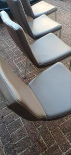 Bree's New World leren eetkamerstoelen(1stoel 50eu), Ophalen, Design, Zo goed als nieuw, Grijs