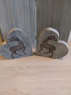 Houten Harten met Hert - Set van 2, Diversen, Kerst, Ophalen of Verzenden