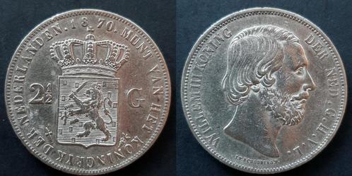 Rijksdaalder 1870, Postzegels en Munten, Munten | Nederland, 2½ gulden, Koning Willem III, Zilver, Verzenden
