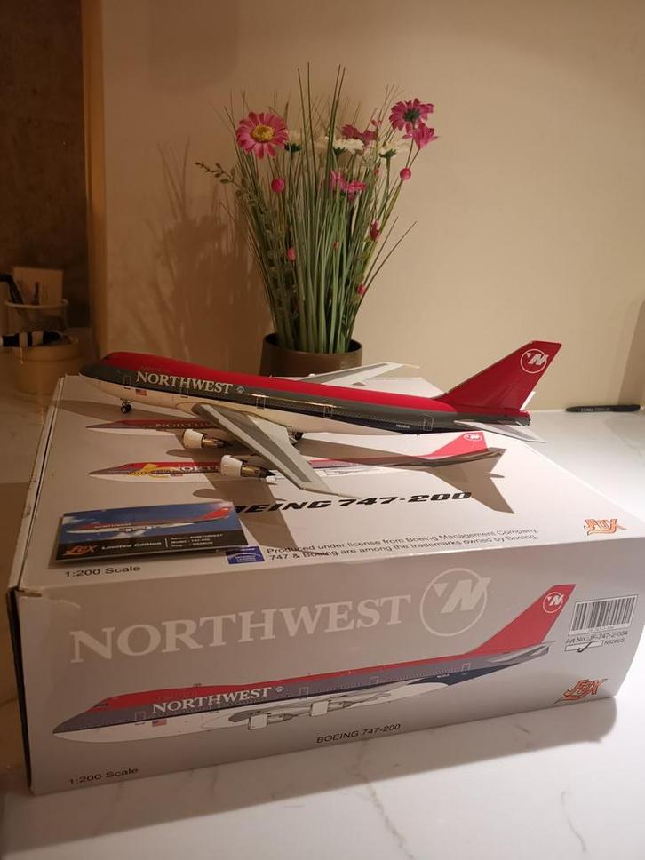 Northwest B747-200 JFox 1:200 JF-747-2-004 Reg. N626US, Hobby en Vrije tijd, Modelbouw | Vliegtuigen en Helikopters, Nieuw, Vliegtuig