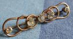 ﻿€20,00 BRONS ANTIEKE BROCHE MET STRASS EN STENEN 01 - ooq, Ophalen of Verzenden, Brons, Broche, Met edelsteen