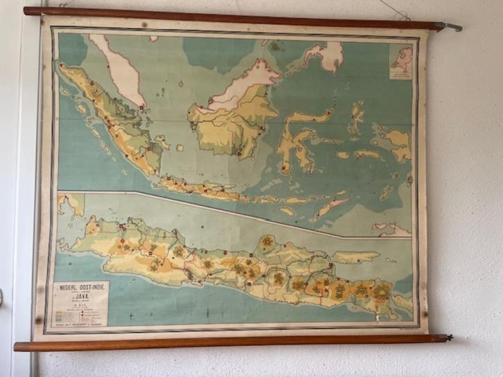 Schoolwandkaart Oostindië en Java, Antiek en Kunst, Antiek | Schoolplaten, Aardrijkskunde, Ophalen
