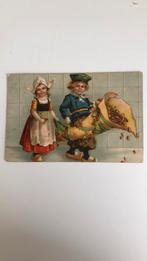 Mooie oude kinderkaart 1904.Jongen/meisje/klompen/grote zak, Verzamelen, Ansichtkaarten | Themakaarten, Gelopen, Verzenden
