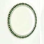 groene vintage mozaiek SPIEGEL Deens Design Mid Century, Minder dan 100 cm, Minder dan 50 cm, Rond, Gebruikt