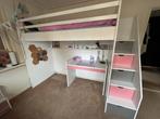 Neo hoogslaper met bureau en kledingkast (90/200) roze/wit, Ophalen, Gebruikt, Hoogslaper