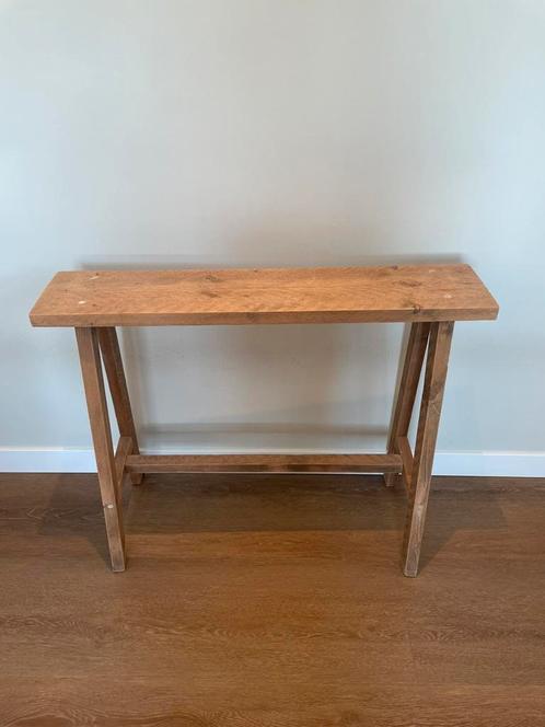 Stoere houten side table, Huis en Inrichting, Tafels | Sidetables, Zo goed als nieuw, 25 tot 50 cm, 50 tot 100 cm, Rechthoekig