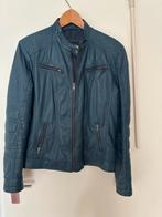 Blauwe leren jas - kort model, Ophalen, Zo goed als nieuw, Blauw, Leer
