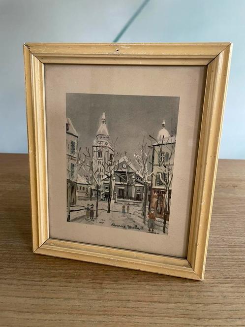 Mooie vintage lithografie Montmartre, Antiek en Kunst, Curiosa en Brocante, Ophalen of Verzenden