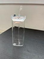 Vierkant glas met deksel en rietje / NIEUW, Ophalen of Verzenden, Nieuw, Frisdrankglas
