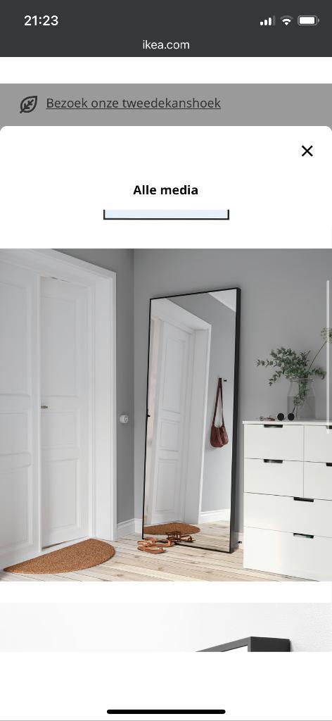 Spiegel IKEA zwart zo goed als nieuw 78x196 cm, Huis en Inrichting, Woonaccessoires | Spiegels, Zo goed als nieuw, 75 tot 100 cm