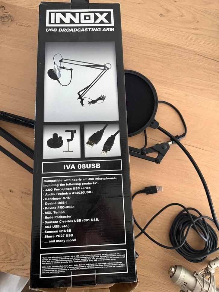 USB Microfoon met Broadcasting Arm, Muziek en Instrumenten, Microfoons, Gebruikt, Studiomicrofoon, Ophalen of Verzenden