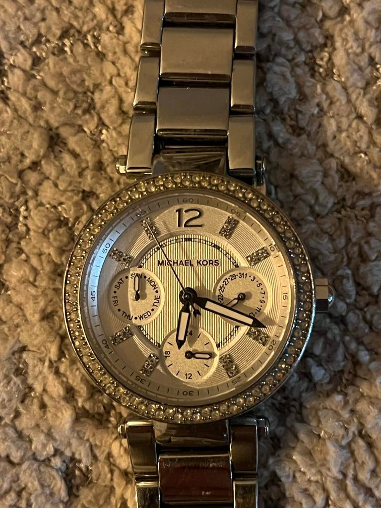 Michael Kors Dameshorloge met Strass, Sieraden, Tassen en Uiterlijk, Horloges | Dames, Staal, Fossil, Polshorloge, Ophalen of Verzenden