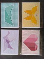 Set 4 kaarten origami handmade, Ophalen of Verzenden, Nieuw, Overige thema's, Blanco kaart of Basiskaart