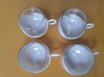 Vintage witte glazen theekopjes,(4 stuks) roly poly glazen, Huis en Inrichting, Keuken | Servies, Glas, Overige stijlen, Glas of Glazen