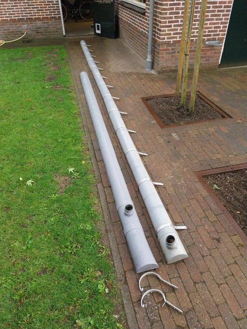 2 stk. PVC dakgoten Ø150 [mm.] 4 en 6.7 meter lang., Doe-het-zelf en Verbouw, Buizen en Afvoer, Gebruikt, Dakgoot, Pvc, 6 meter of meer