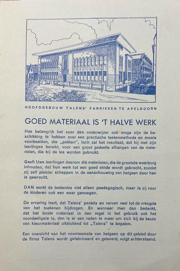 vooroorlogse folder Talens  verf inkt krijtjes Apeldoorn beschikbaar voor biedingen