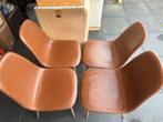 4x eetkamerstoelen cognac kunstleer/naturel eiken, Huis en Inrichting, Ophalen, Zo goed als nieuw, Bruin, Vier