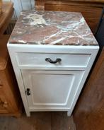 Wit VINTAGE NACHTKASTJE met marmeren blad., Ophalen, Gebruikt, 180 cm of meer, 85 tot 100 cm