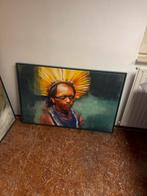 Schilderij Inheemse Man met Hoofdtooi Klassiek Ingelijst Kun, Ophalen of Verzenden