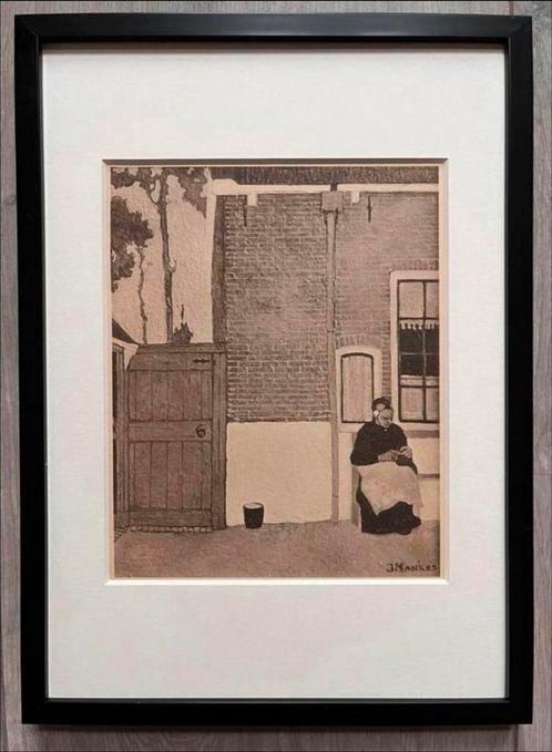 Jan Mankes 1889-1920 / Heliogravure Breiend Vrouwtje 1923, Antiek en Kunst, Kunst | Etsen en Gravures, Ophalen of Verzenden