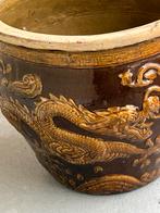 Grote keramische Chinese draak pot, Tuin en Terras, Ophalen, Gebruikt, Rond, Aardewerk