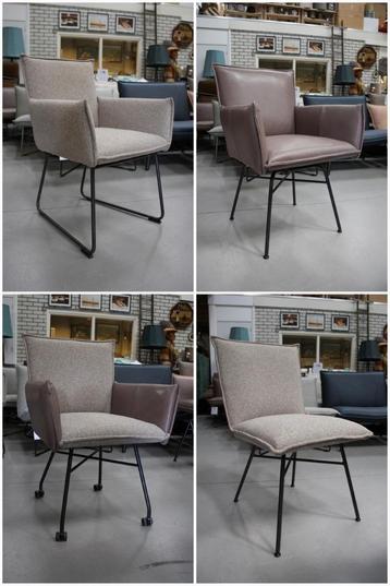 4 luxe eetkamerstoelen Sanne Jess Design leer stof naturel beschikbaar voor biedingen