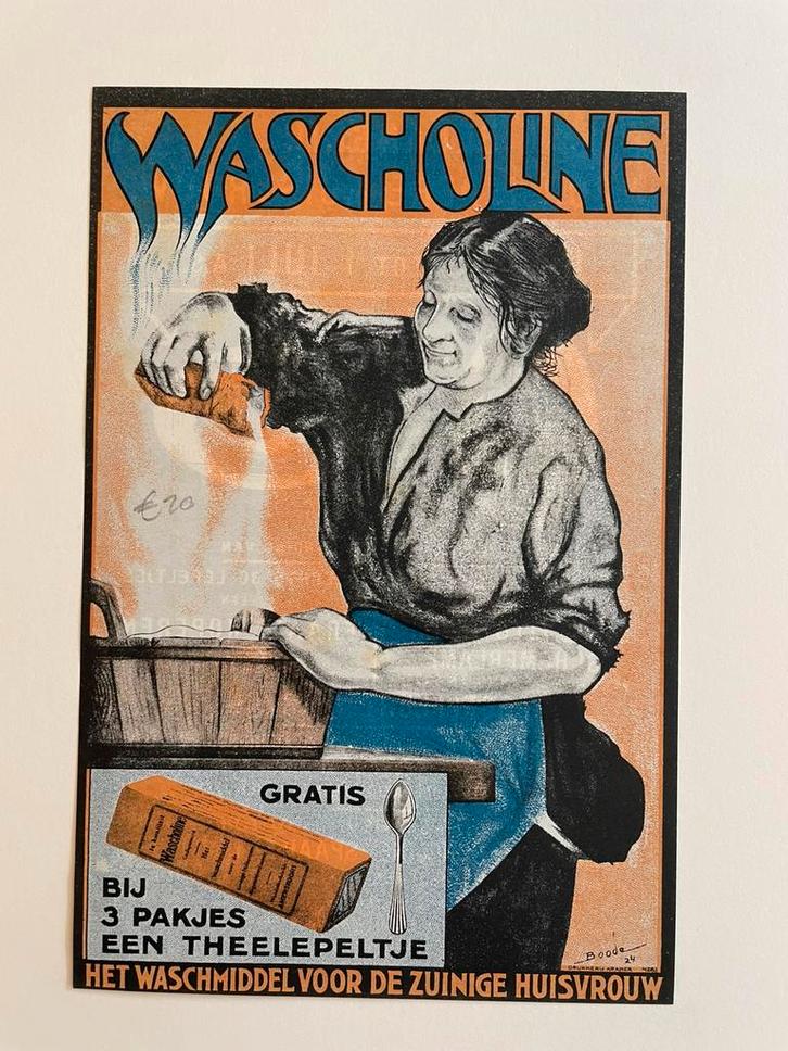 Flyer / affiche Wascholine 1924 reclame origineel, Verzamelen, Merken en Reclamevoorwerpen, Gebruikt, Overige typen, Ophalen of Verzenden