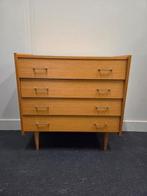 Vintage houten ladenkast met vier lades, Huis en Inrichting, Kasten | Ladekasten, Ophalen, Gebruikt, 50 tot 100 cm, 3 of 4 laden