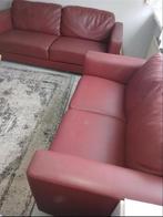 Rode leren bankstel - 2 en 3 zits, Ophalen, Gebruikt, 150 tot 200 cm, Rechte bank