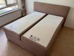 Boxspring 2x Eenpersoons - Beige / Khaki, Huis en Inrichting, Ophalen, Overige kleuren, Tweepersoons, Zo goed als nieuw