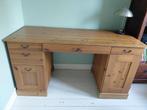 Massief houten bureau 5 laden,1 deur, grenen gebeitst 151x65, Huis en Inrichting, Bureaus, Ophalen of Verzenden, Gebruikt, Bureau