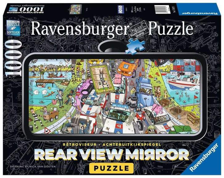 Ravensburger: Rear View Mirror: Politieachtervolging 1000 st, Hobby en Vrije tijd, Denksport en Puzzels, Nieuw, Legpuzzel, 500 t/m 1500 stukjes