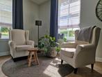 Stijlvolle ecru gestoffeerde fauteuils,  Los of als set, Huis en Inrichting, Fauteuils, Ophalen, Zo goed als nieuw, 75 tot 100 cm