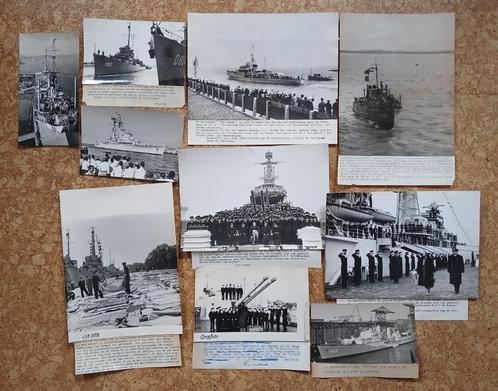 10 oude persfoto's marine fregatten schepen jaren '50, Verzamelen, Militaria | Algemeen, Marine, Foto of Poster, Nederland, Verzenden