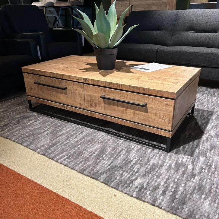 Prachtige salontafel met 2 lades! Trendy houtkleur! OP=OP!, Huis en Inrichting, Tafels | Salontafels, Nieuw, 50 tot 75 cm, 100 tot 150 cm