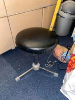 Zwarte kruk met metalen frame, Huis en Inrichting, Gebruikt, Zwart, Leer, Ophalen of Verzenden