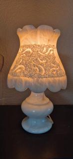 Prachtige antieke albast lamp met bloemen, Ophalen of Verzenden