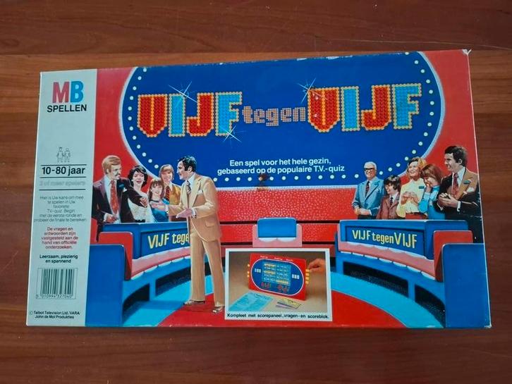 Vijf tegen Vijf Bordspel - Vintage MB Spellen, Hobby en Vrije tijd, Gezelschapsspellen | Bordspellen, Zo goed als nieuw, Drie of vier spelers