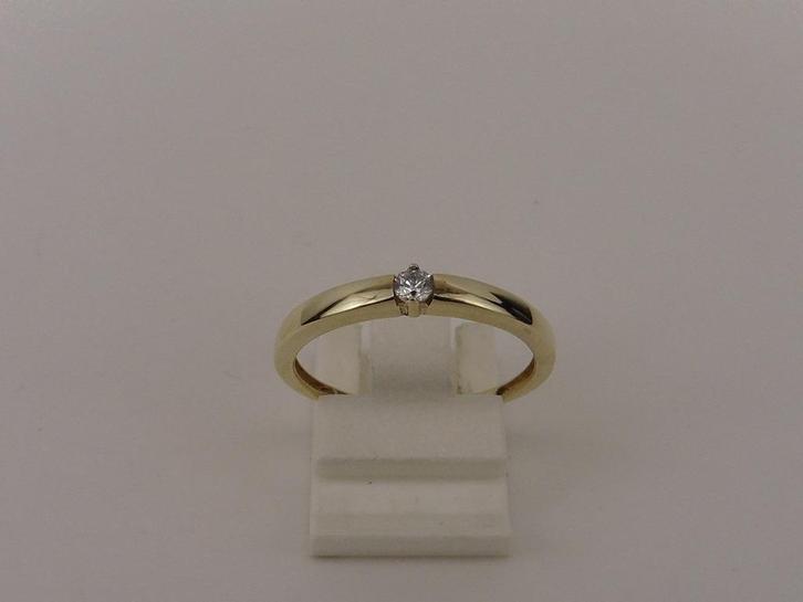Gouden damesring met zirkonia                            G43, Sieraden, Tassen en Uiterlijk, Ringen, Gebruikt, Dame, 17 tot 18