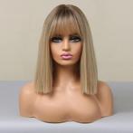 Half Lange Blonde Pruik Met Pony Blond Haar Haren Dames, Verzenden, Nieuw, Pruik of Haarverlenging